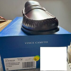 Vince Camuto Wynston Brown Leather Penny Loafer Mens 11.5  NEW